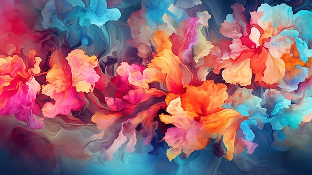 Fundo abstrato Álcool Tinta flores coloridas Generative AI art Generative AI