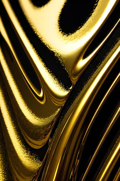 Fundo abstrato líquido dourado em preto