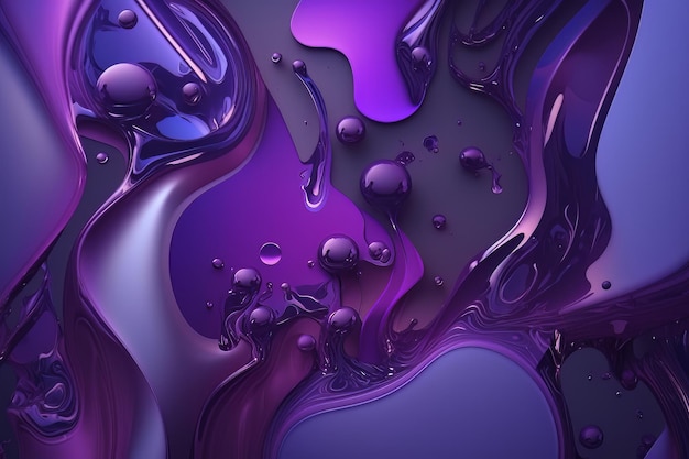 Fundo abstrato líquido roxo AI Pintura de mistura de cores generativa