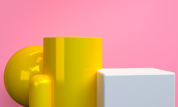 Fundo abstrato minimalista com figura amarela geométrica