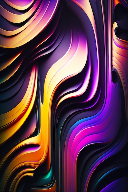 Fundo abstrato multicolorido com curvas e curvas no meio da imagem Generative AI