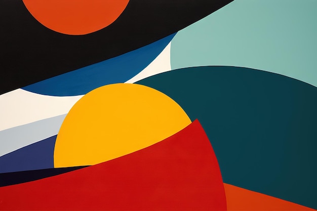 Fundo abstrato no estilo do expressionismo moderno e Abstração Artística Bauhaus com círculos coloridos e linhas Generative AI