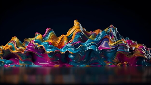 Fundo abstrato onda líquida tinta colorida 3d generativa ai