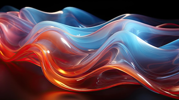 Fundo abstrato ondulado 3D Escultura a óleo ondas físicas usando materiais transparentes e efeitos de iluminação