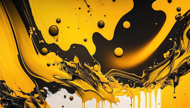 Fundo abstrato pintando amarelo e preto Generative ai