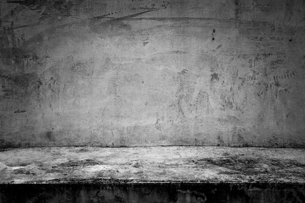 Fundo abstrato quarto escuro parede de concreto escuro e piso