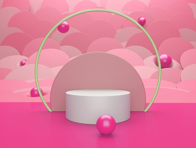 Fundo abstrato rosa, pódio para colocação de produtos