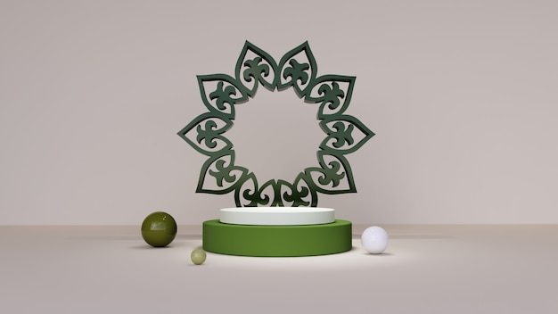 Fundo abstrato, simulação de cena para o conceito de exibição de produto do Ramadan mubarak. Renderização 3d