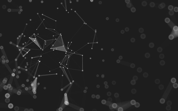 Fundo abstrato. Tecnologia de moléculas com formas poligonais, conectando pontos e linhas. Estrutura de conexão. Visualização de big data.
