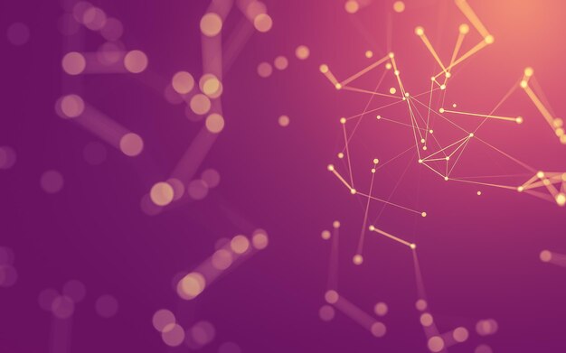 Fundo abstrato Tecnologia de moléculas com formas poligonais conectando pontos e linhas Estrutura de conexão Visualização de big data