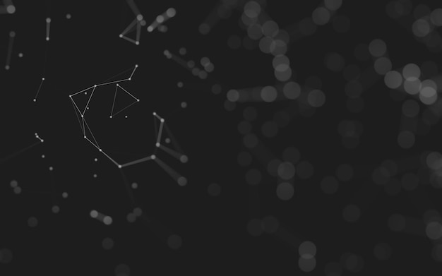 Fundo abstrato Tecnologia de moléculas com formas poligonais conectando pontos e linhas Estrutura de conexão Visualização de big data