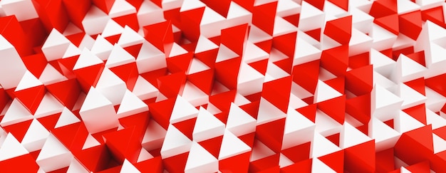 Fundo abstrato triangular branco e vermelho, superfície Grunge - renderização em 3d