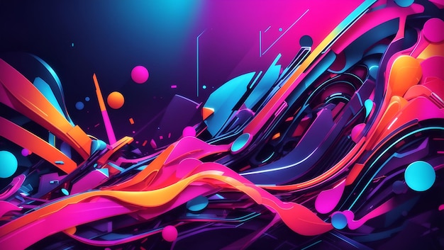 Fundo abstrato usando cores neon e elementos futuristas mundo vibrante e de alta tecnologia