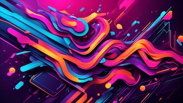 Fundo abstrato usando cores neon e elementos futuristas mundo vibrante e de alta tecnologia