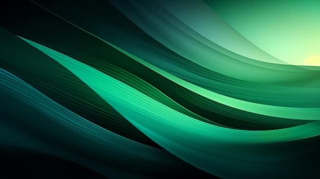 fundo abstrato verde e preto com linhas onduladas generativa ai