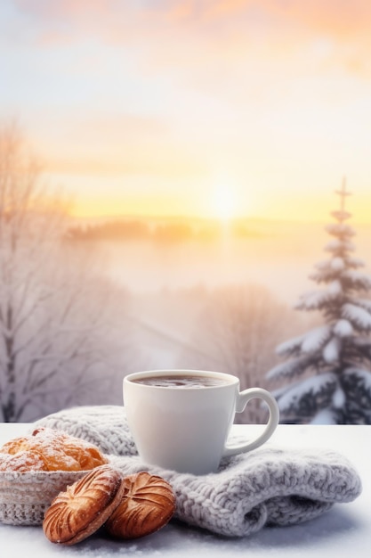 Fundo aconchegante de inverno de manhã