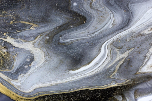 Fundo acrílico abstrato cinza mármore com pó de ouro