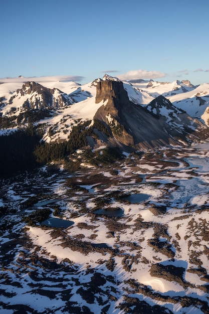 Fundo aéreo da montanha da natureza canadense