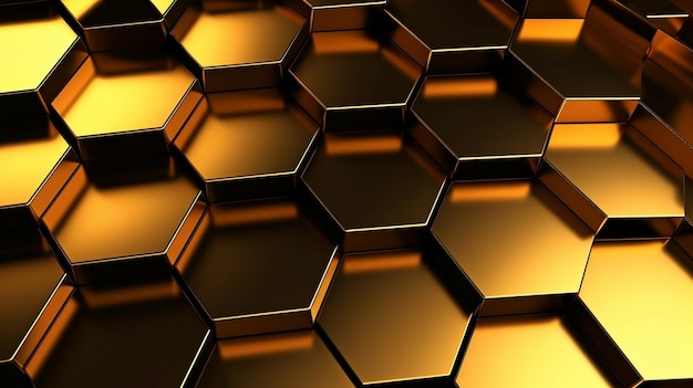 Fundo AI generativo com textura hexagonal dourada futurista