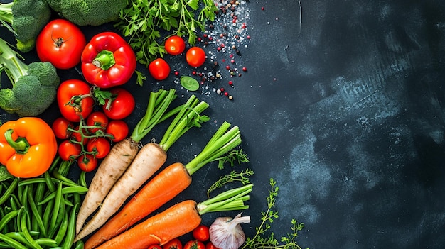 fundo alimentar com variedade de frutas e legumes orgânicos frescos Ai Generative