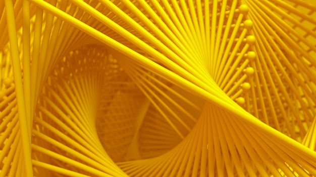 Fundo amarelo 3d abstrato com construção de estrutura de arame escalonada