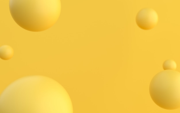 Fundo amarelo das esferas da ilustração 3D