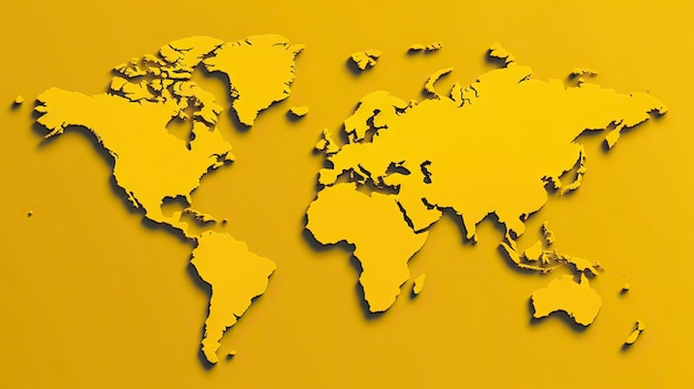 Fundo amarelo do mapa do mundo AI generativo