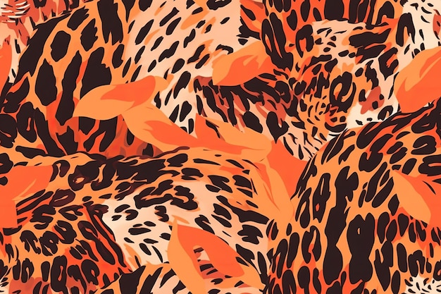 Fundo animal print laranja e preto