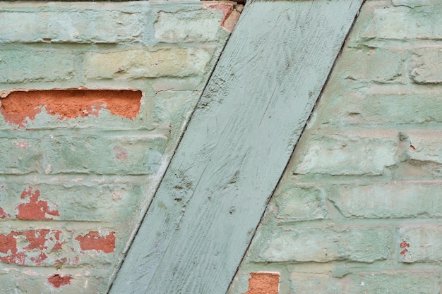 Fundo antigo vintage pintado parede de madeira de tijolo verde