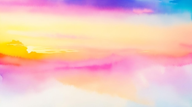 Fundo aquarela abstrato do céu do pôr do sol