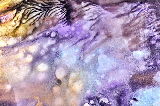 Fundo aquarela abstrato Tinta lilás roxa manchada na arte da tela collagexA