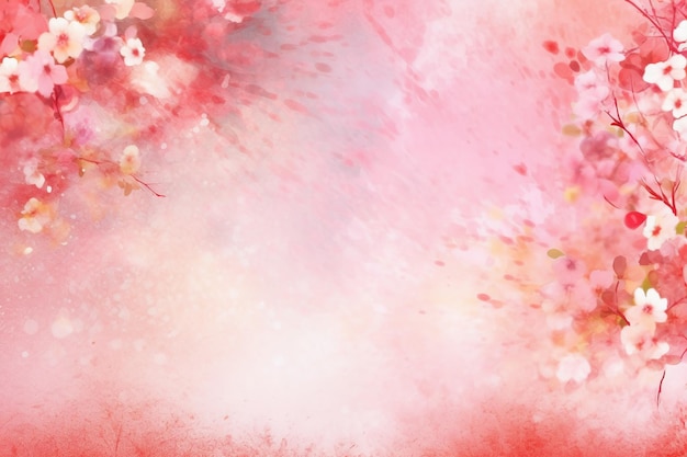 Fundo aquarela com uma flor rosa e a palavra cereja.