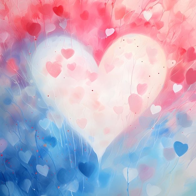 fundo aquarela coração rosa pastel e azul dia dos namorados dia do amor