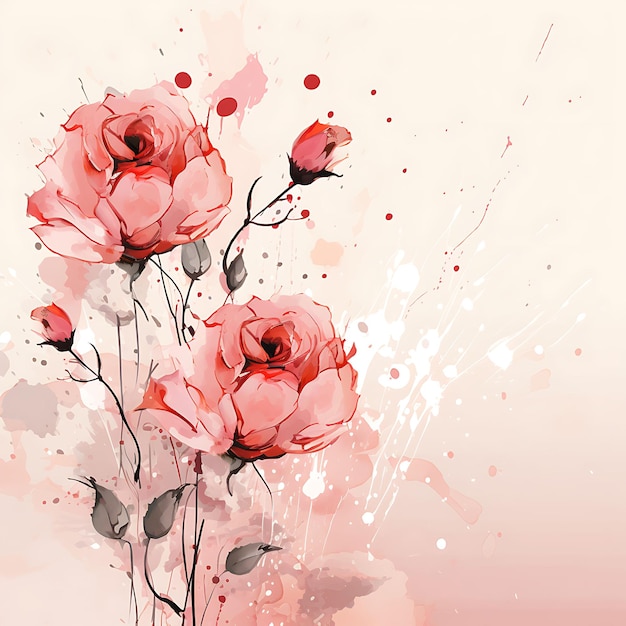 Foto fundo aquarela de bebé rosa fundo com manchas de tinta escura design minimalista rosa 2d