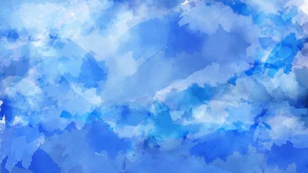Fundo aquarela de nuvens azuis e brancas