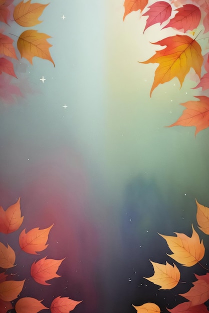 Fundo aquarela para texto com folhas de outono