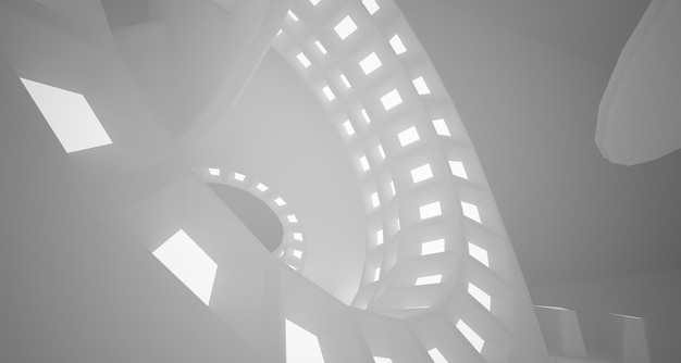 Foto fundo arquitetônico abstrato interior branco com discos suaves ilustração 3d de iluminação neon