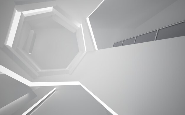 Fundo arquitetônico abstrato liso branco. ilustração 3D e renderização