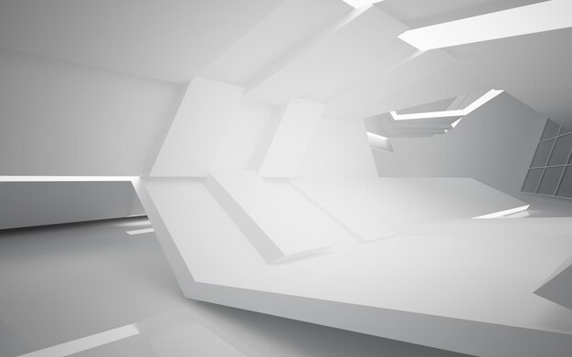 Fundo arquitetônico abstrato liso branco. ilustração 3D e renderização