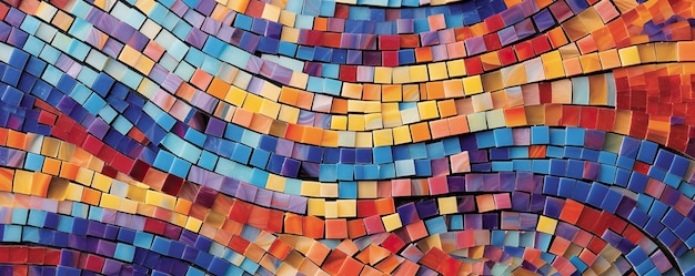 Fundo artístico com mosaicos coloridos e panorama de padrões abstratos