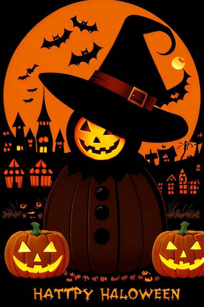 Fundo assustador de Halloween com espírito festivo de abóboras