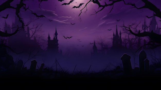 Foto fundo assustador de halloween no cemitério