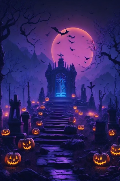 Fundo assustador do cemitério de Halloween