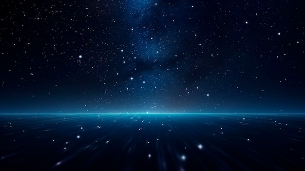 fundo azul abstrato com estrelas e raios de luz renderização 3D