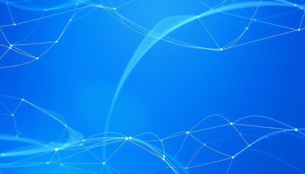 Fundo azul abstrato com linhas e pontos brancos