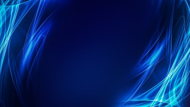 Fundo azul abstrato com linhas lisas e brilhantes