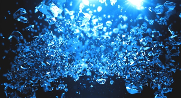 Foto fundo azul abstrato da cena do espaço da partícula