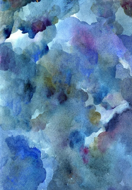 Fundo azul aquarela desenhado à mão