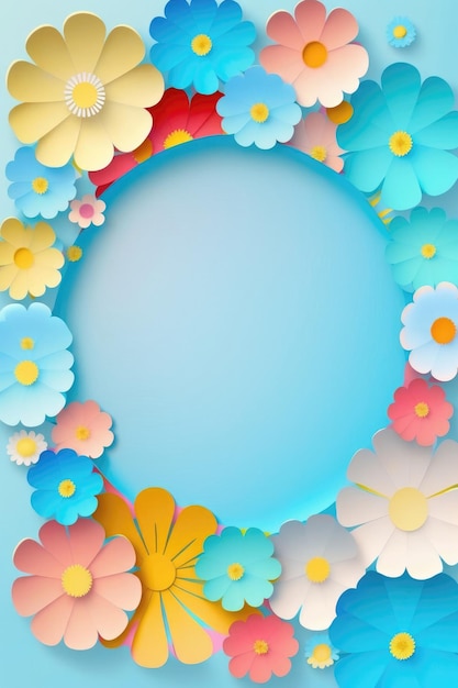 Fundo azul bebê silhuetas flores cartão postal móvel vertical generativo AI