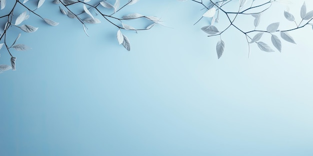 Fundo azul claro com sombra delicada de galhos de árvores para apresentação minimalista do produto